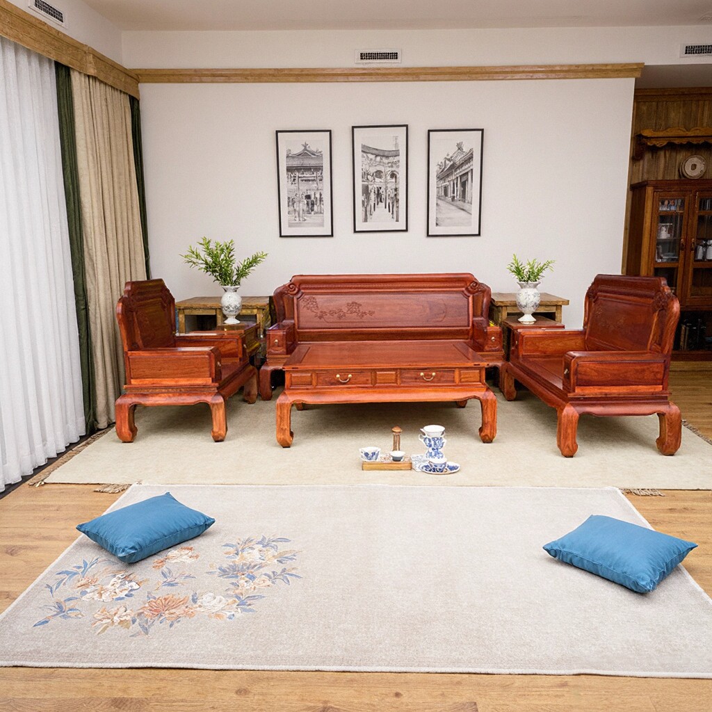 红木沙发客厅全套缅甸花梨木大果紫檀大扶手沙发中式整装独板