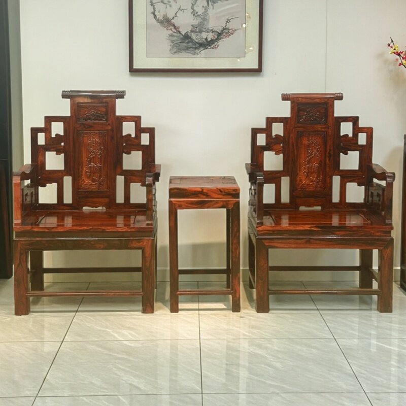 精品红木家具老挝大红酸枝交趾黄檀太师椅山水沙发三件套围椅宝座