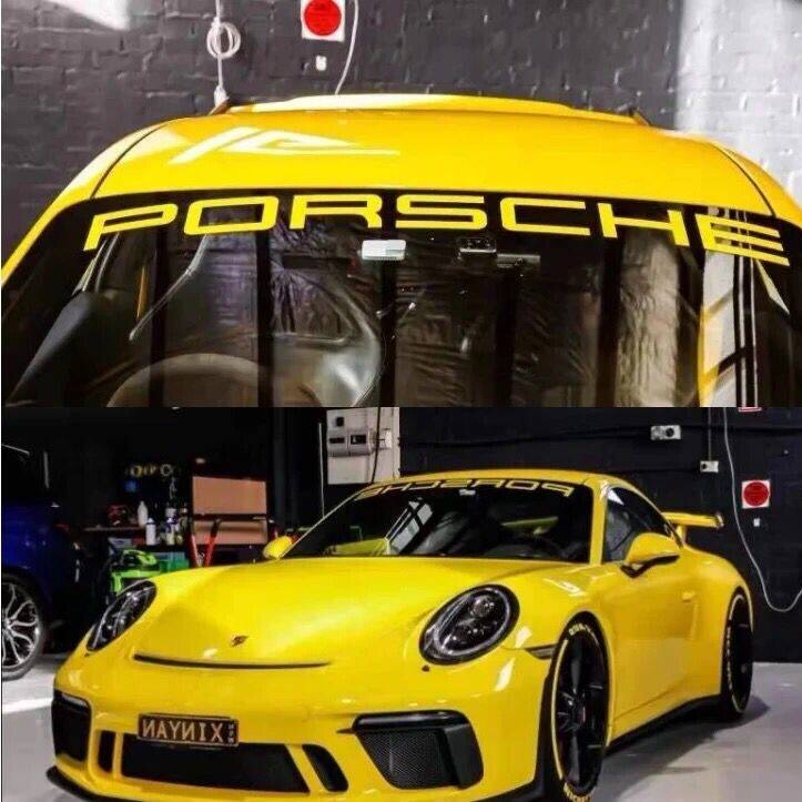 保时捷PORSCHE前挡风玻璃遮阳贴纸718 911macan车贴拉花992GR3GT2