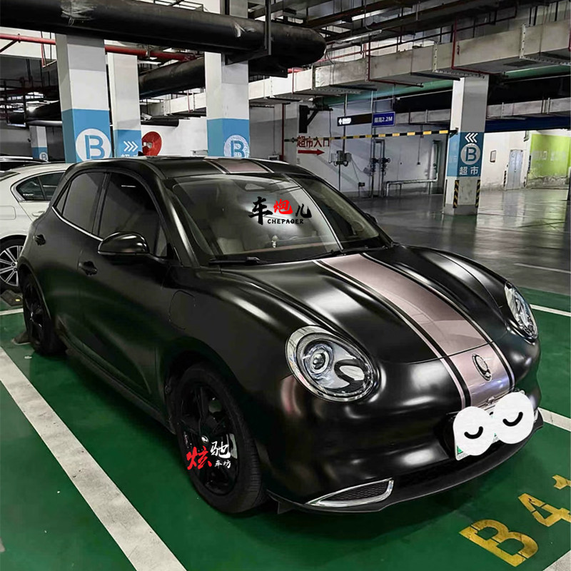 适用欧拉好猫GT个性引擎盖贴纸 五菱缤果香槟金机盖拉花 大众ID3