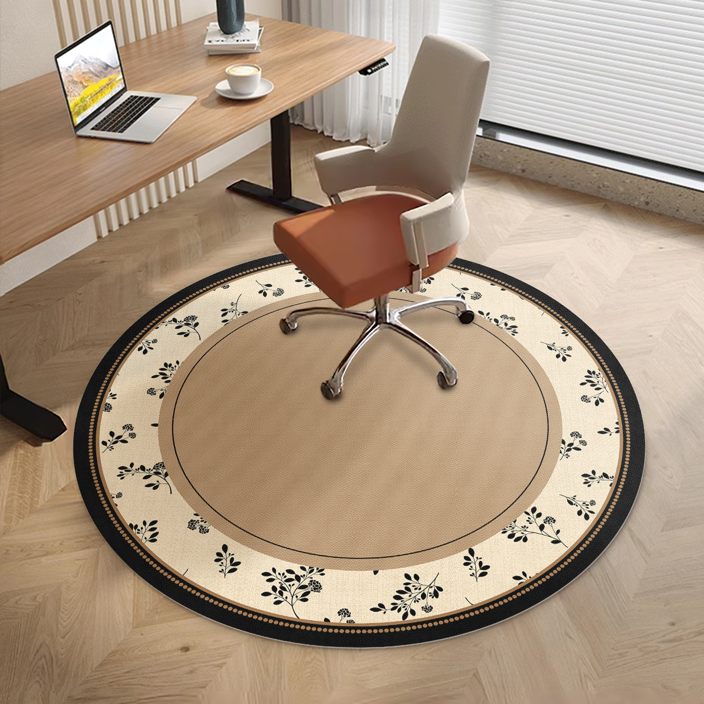 书房书桌转椅下圆形地垫滚轮学习椅椅子可擦洗垫子化妆台凳子地毯