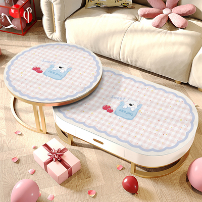 新款长椭圆形客厅茶几桌垫两边弧形餐桌防水防油防烫防滑免洗桌布