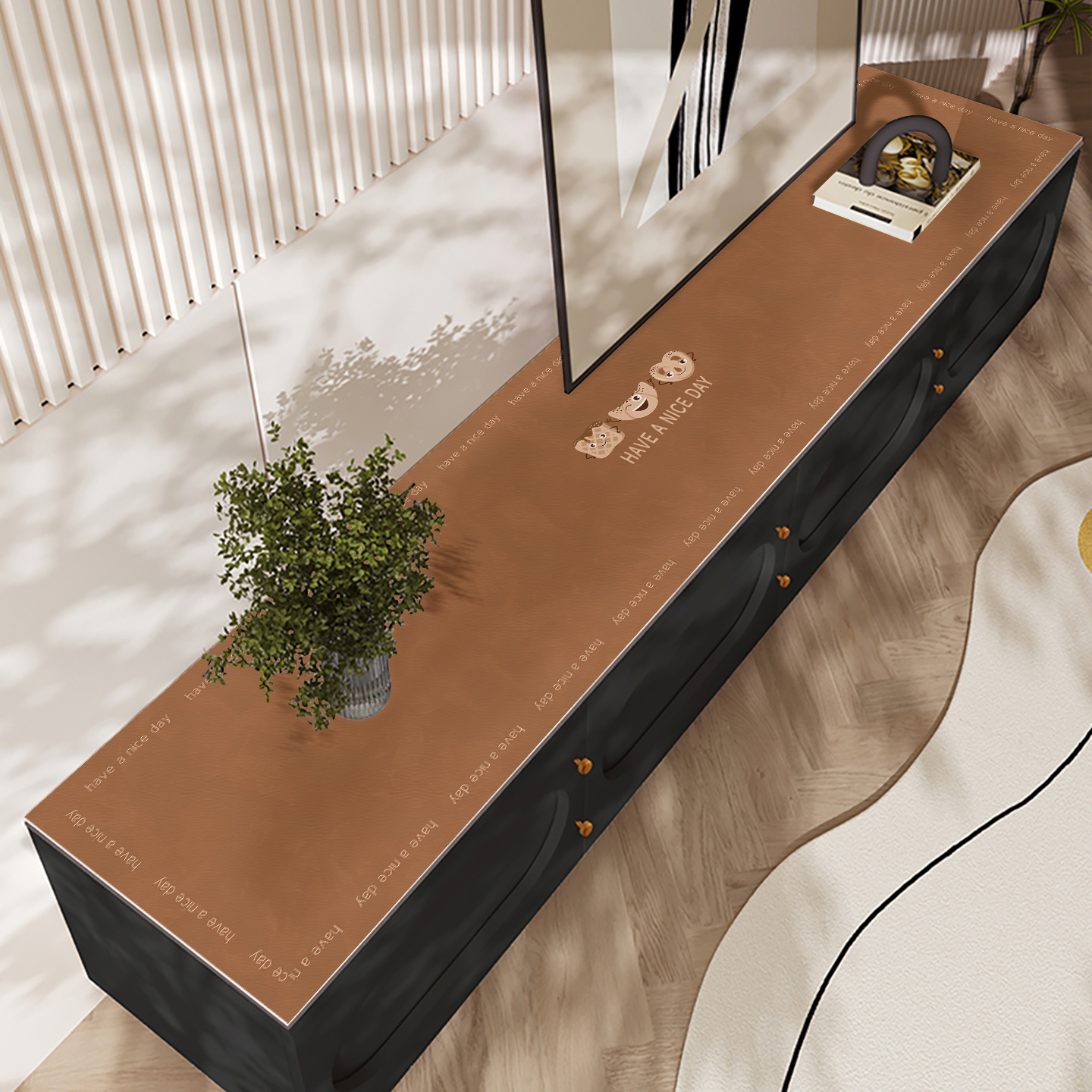 复古高级感仿牛皮餐边柜桌垫电视柜防水台面保护桌布鞋柜垫子