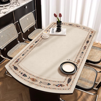 椭圆形可折叠圆桌桌垫两边弧形防水防油防烫餐桌桌布茶几垫子家用