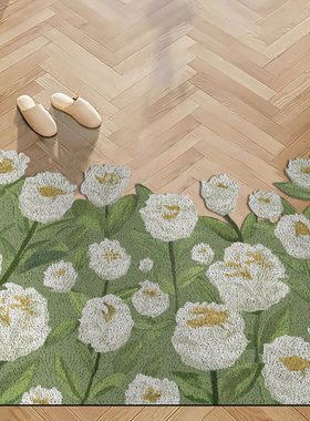 进门花朵丝圈地垫可裁剪入户门用房门口防滑pvc脚垫入门玄关地毯