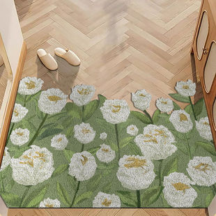 进门花朵丝圈地垫可裁剪入户门用房门口防滑pvc脚垫入门玄关地毯