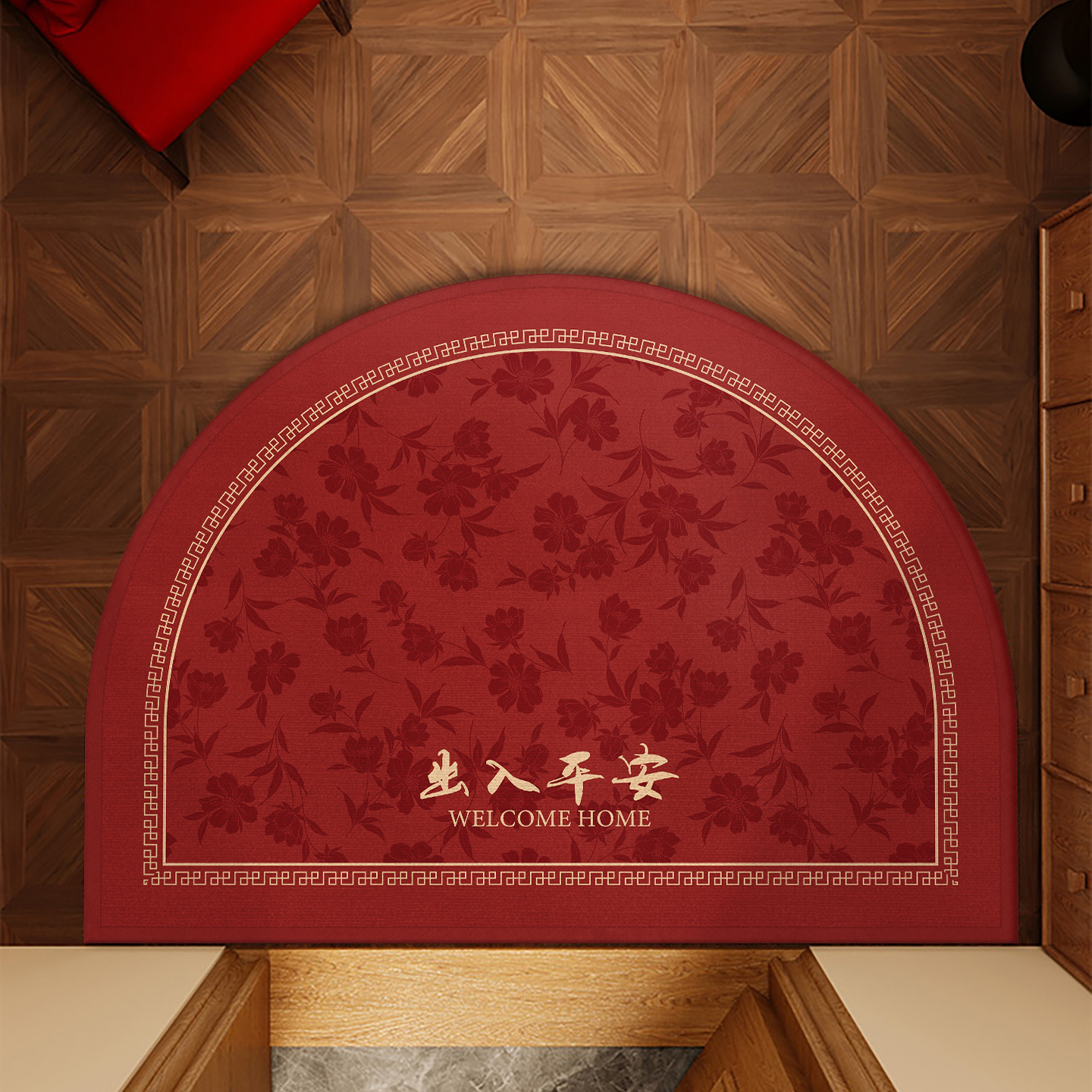 2025新款半圆形地毯门垫入户门防滑耐脏蹭土地垫红色乔迁新居脚垫