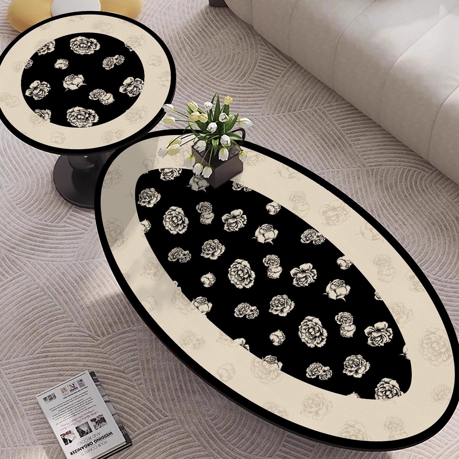 2025年新款长椭圆形桌垫客厅茶几垫餐桌防水防油防烫免洗PVC桌布