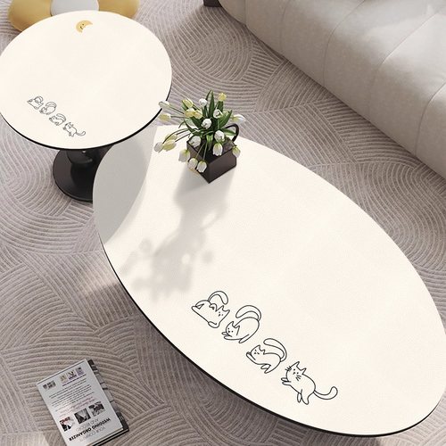 长椭圆形pvc桌垫新款客厅沙发茶几防水防油防烫防滑皮革桌布弧形