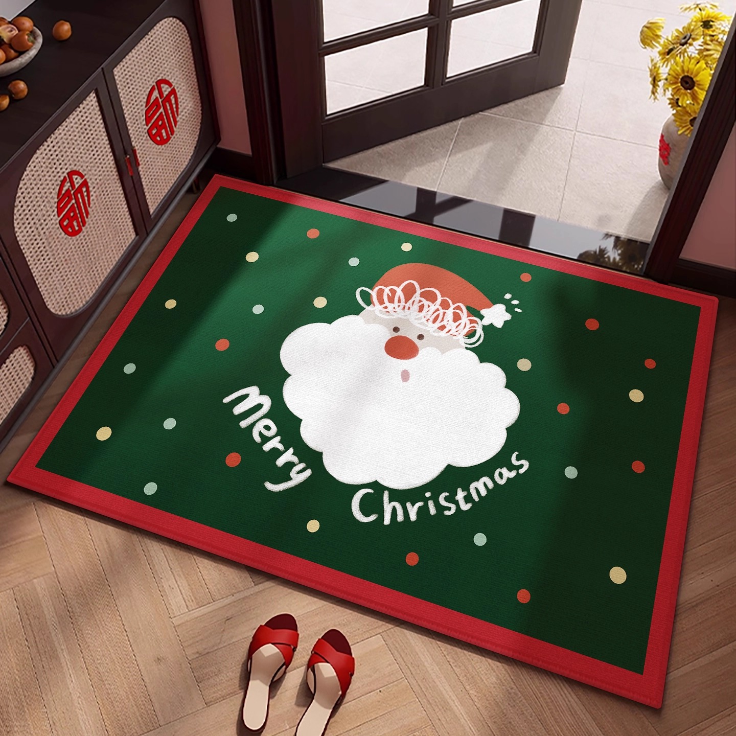 圣诞节装饰品新款入户地垫地毯垫子大门口脚踏垫商场圣诞氛围布置