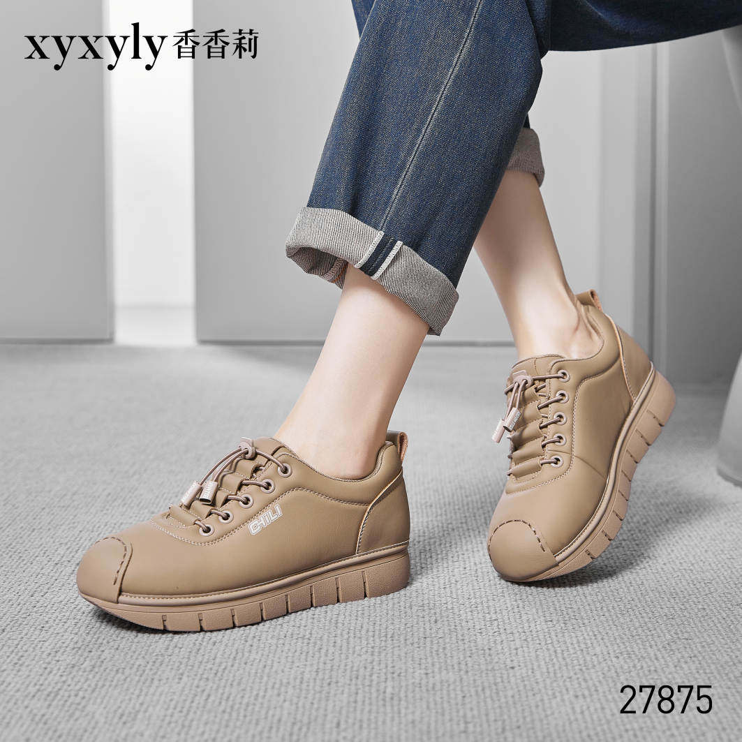 香香莉2024年秋季新款软底女鞋平底休闲鞋舒适系带运动鞋女27875