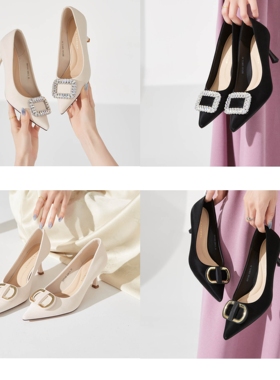 香香莉2024秋季新款细跟高跟鞋27131金属亮片通勤浅口单鞋女27135