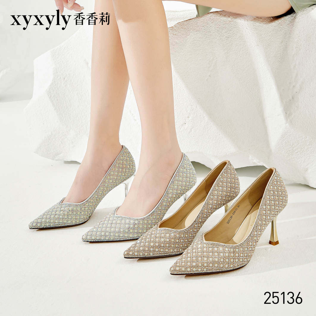 香香莉女鞋2024春季浅口细跟高跟性感水钻舞台模特女单鞋d25136