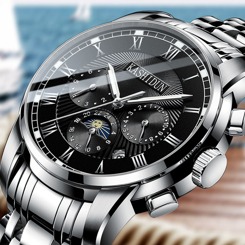 卡诗顿机械表手表男士2020全自动夜光石英表商务休闲时尚防水钢带