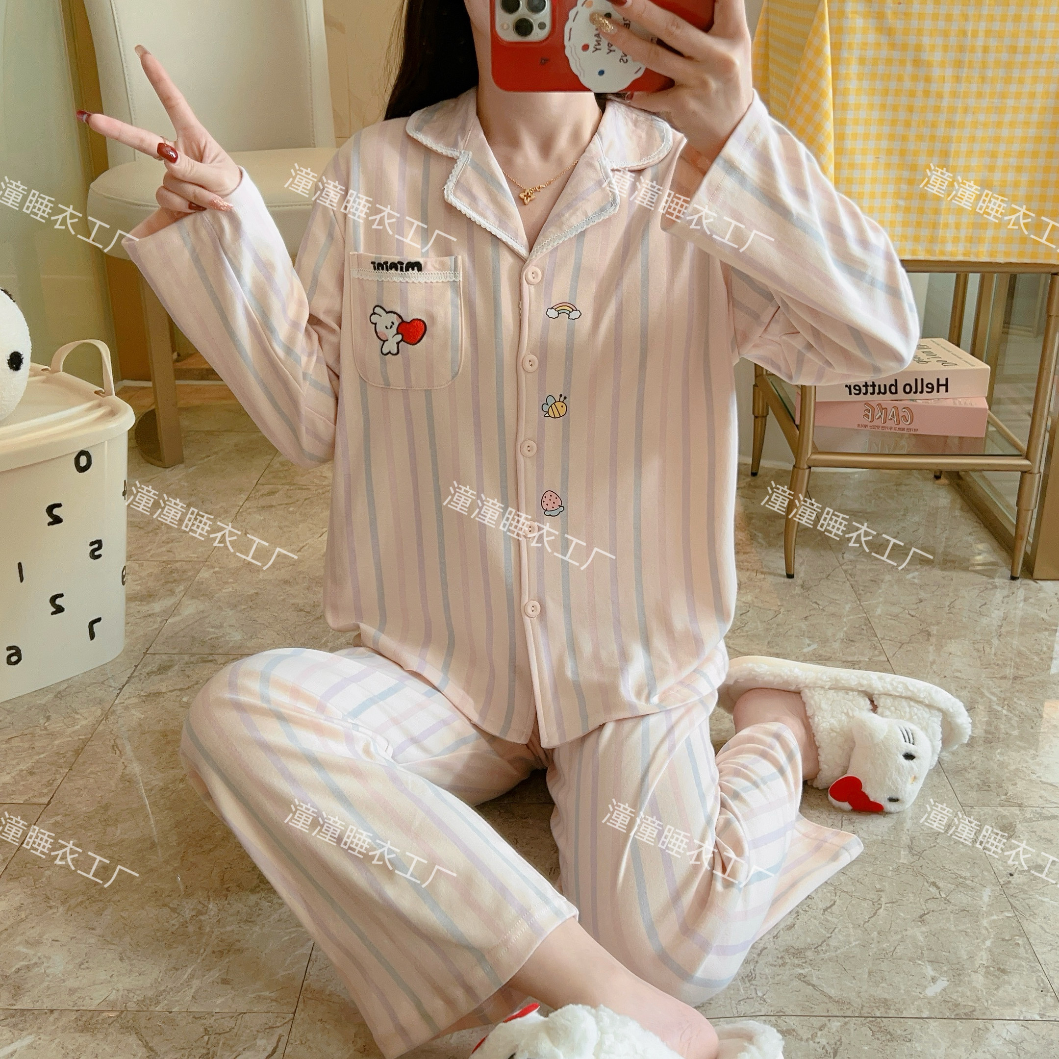 188#秋冬双面加厚100%纯睡衣/家居服套装