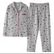 睡衣套装 108 秋冬加厚100%纯棉带胸垫灰色波点小狗女士长袖 家居服