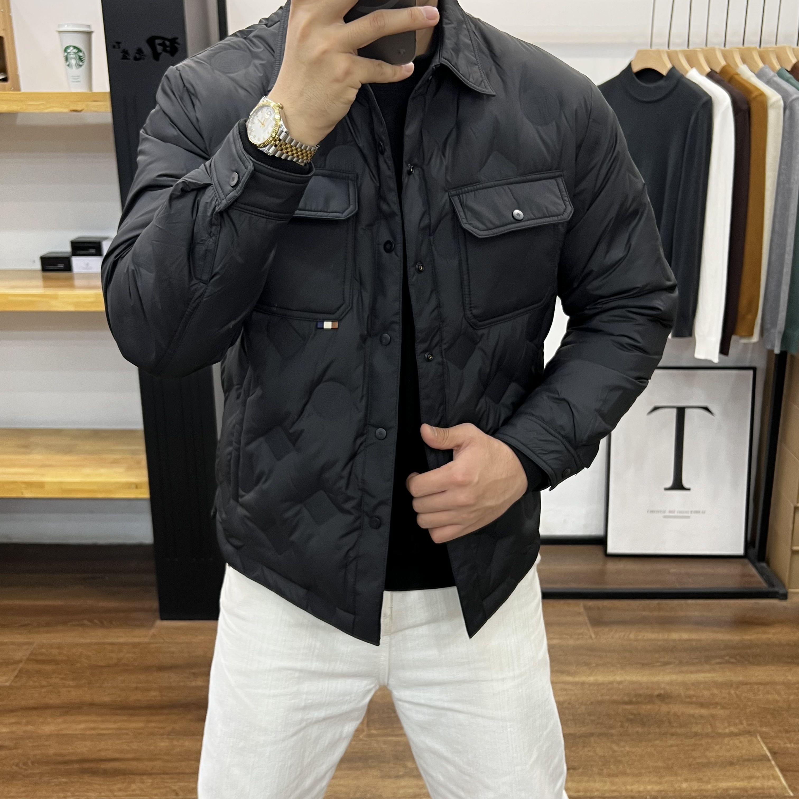 中老年纯色时尚新款高品质羽绒服