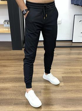 2026流行裤子九分春秋男款痞帅网红束脚裤男士休闲百搭小脚长裤潮