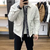 休闲修身 假两件翻领夹棉夹克外套男士 春秋新款 外衣潮 福利秒杀