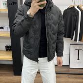 简约百搭麦穗设计灰鸭绒轻薄羽绒服连帽男士 冬季 保暖时尚 翻领休闲