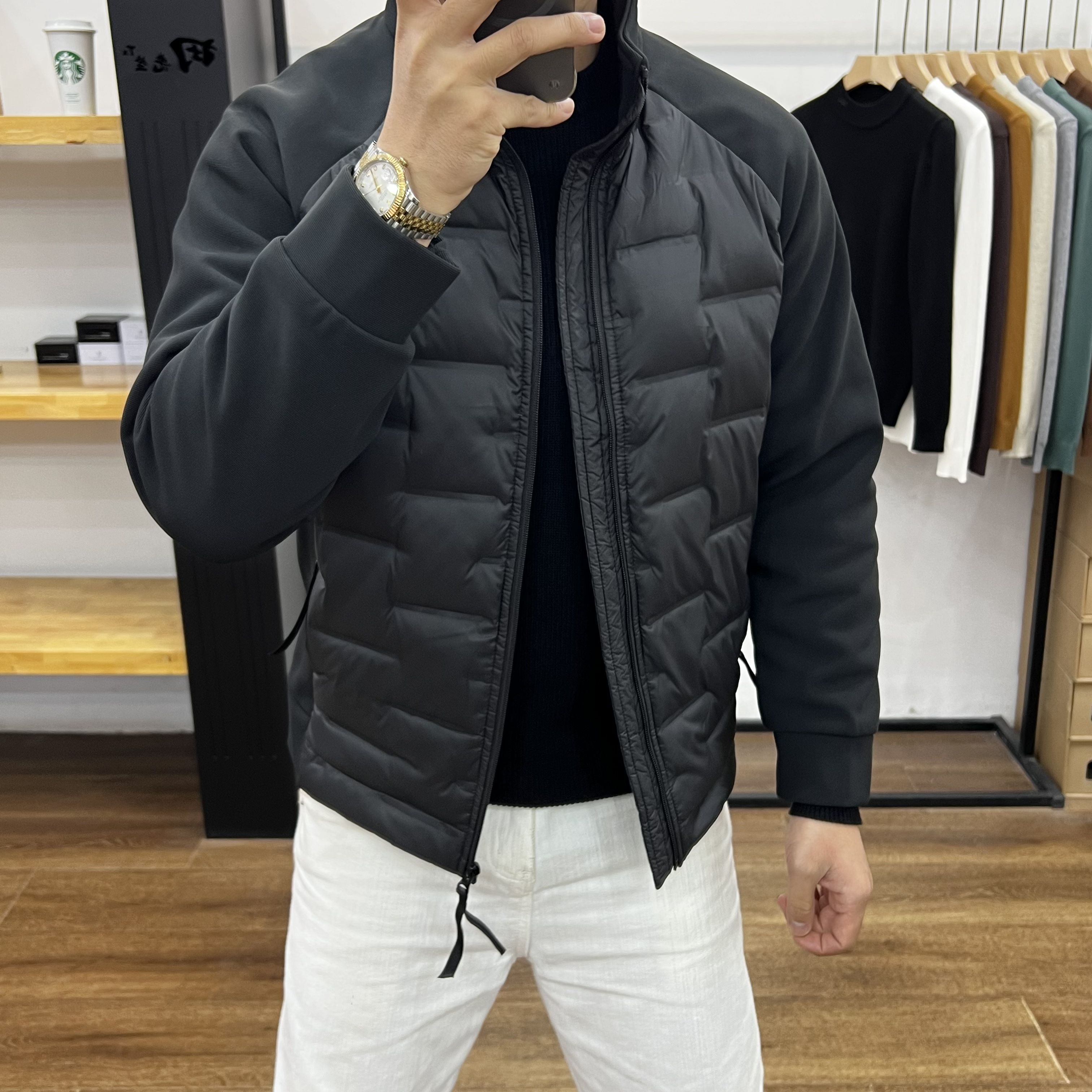 拼接轻薄羽绒服冬季立领保暖男士简约痞帅纯色休闲韩版潮流上衣男