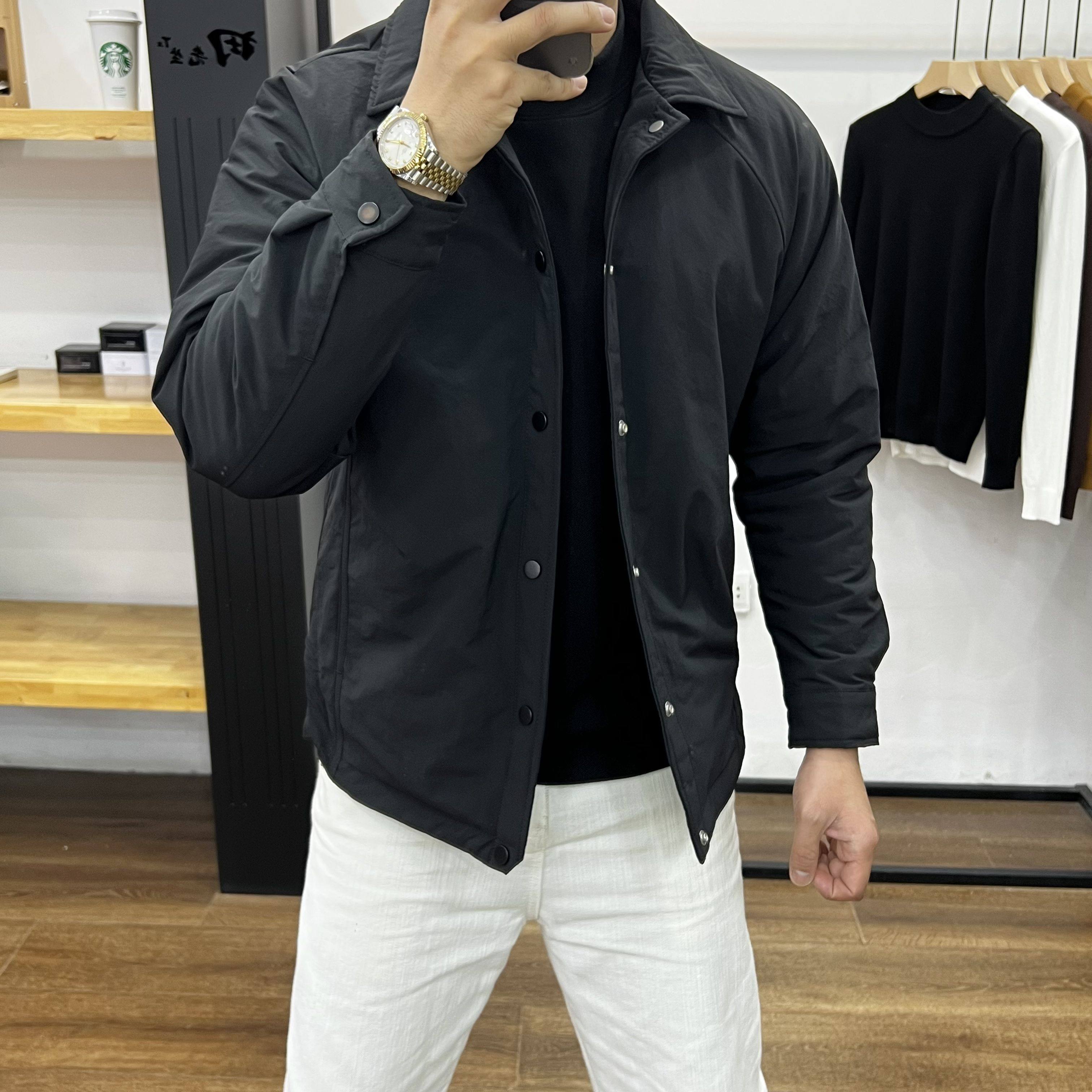 田先生翻领修身百搭男士夹棉外套