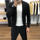 百搭修身 外套线衣时尚 男潮流黑色毛衣 开衫 2026年春秋商务休闲男士