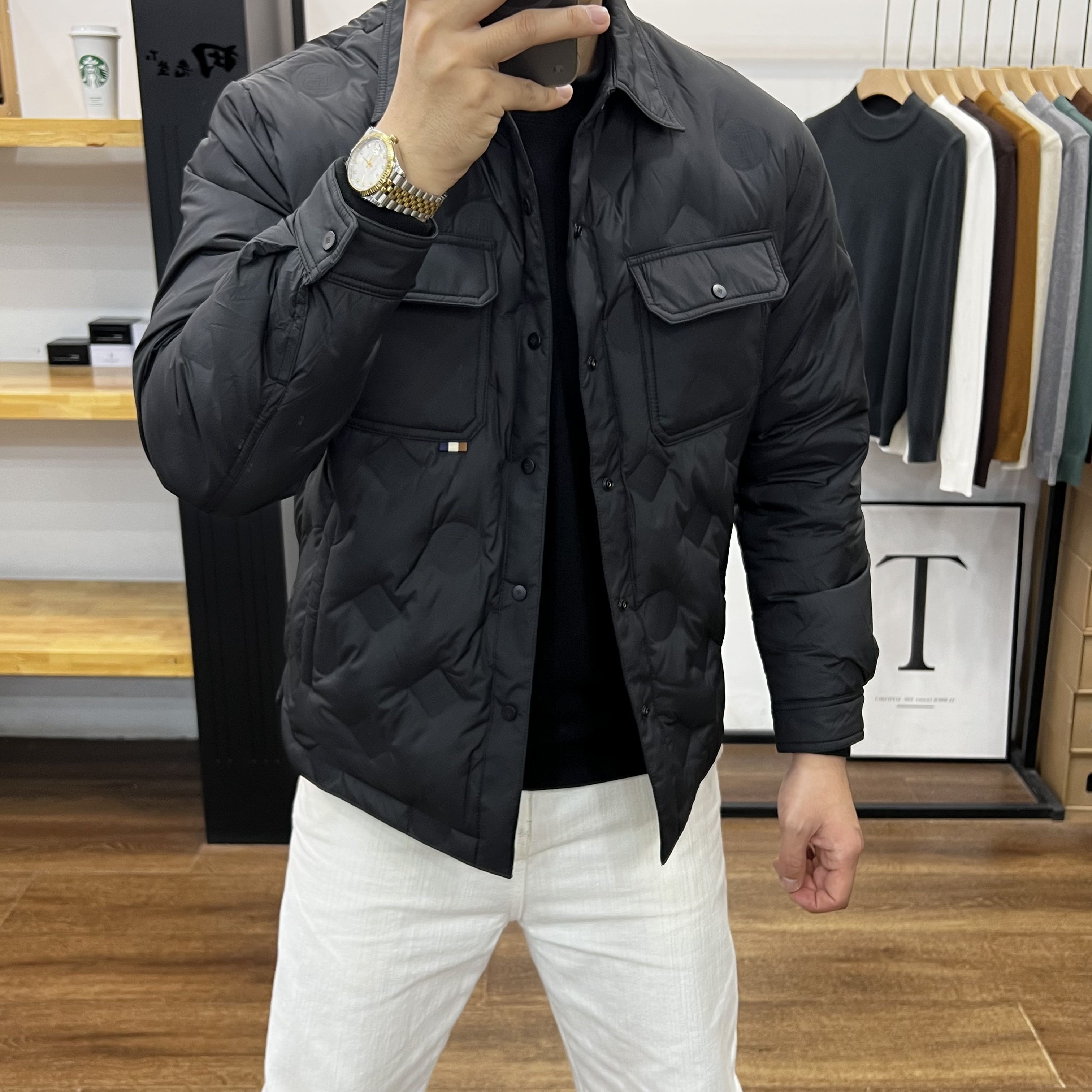 90国标白鸭绒冬季翻领休闲羽绒服