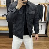 上衣潮 轻薄羽绒服外套翻领夹克休闲保暖短款 90国标白鸭绒冬季 男士