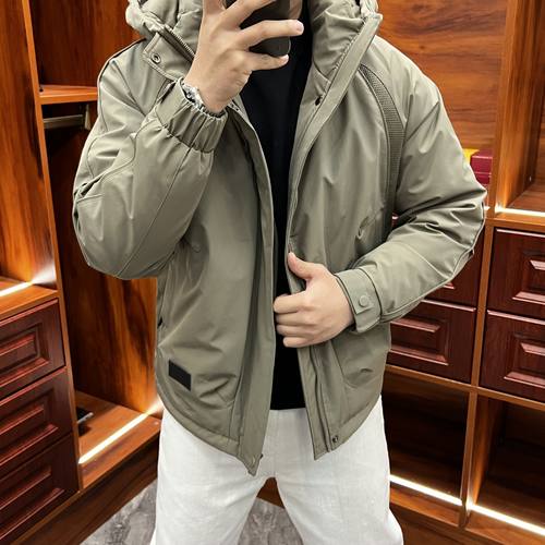中老年男士连帽保暖防风羽绒服