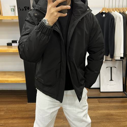 秋冬中老年男连帽工装羽绒服保暖