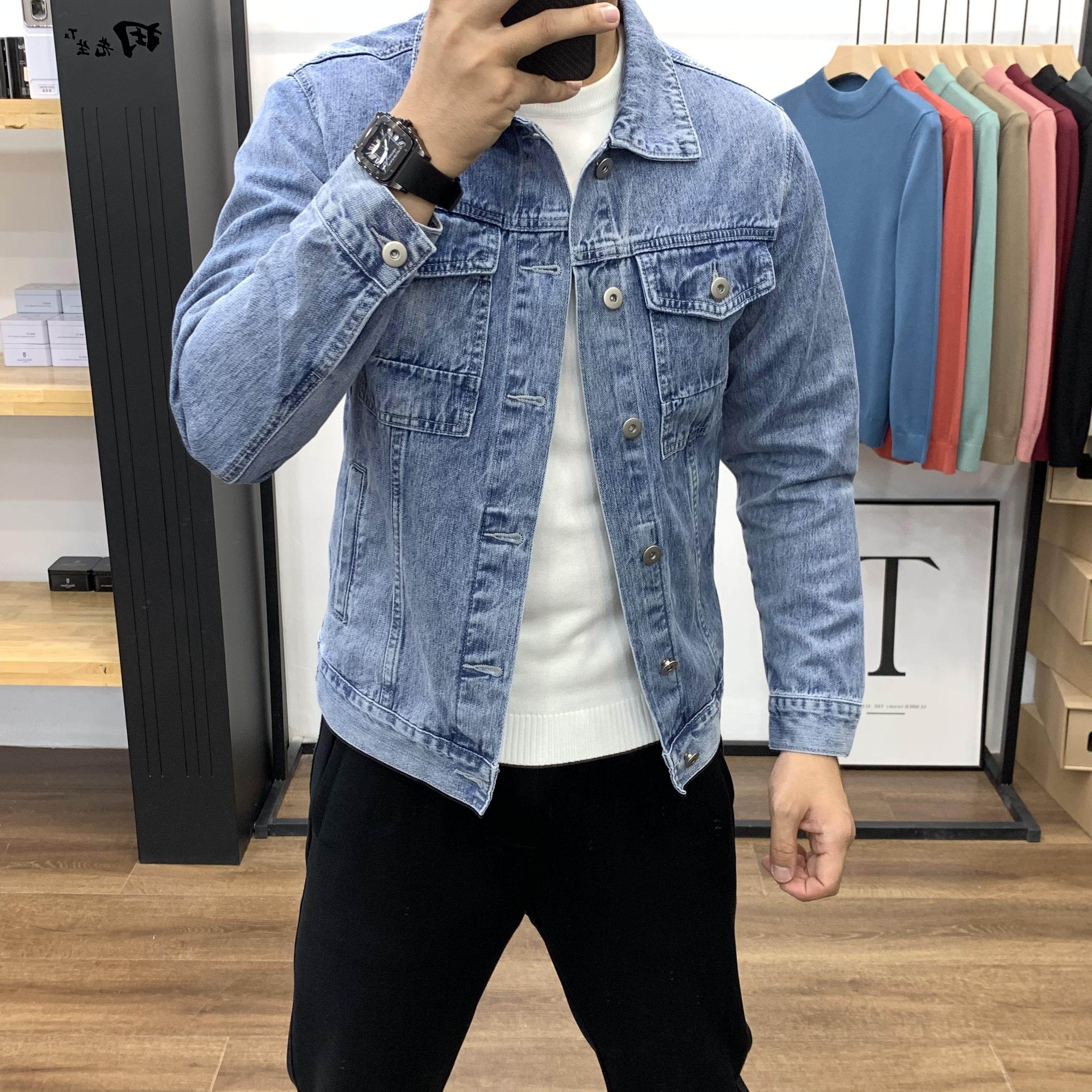 (福利秒杀)牛仔外套男士修身复古夹克春秋款休闲牛仔衣男潮流