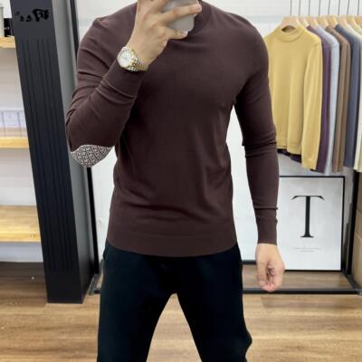 田先生修身针织半高领超柔软毛衣