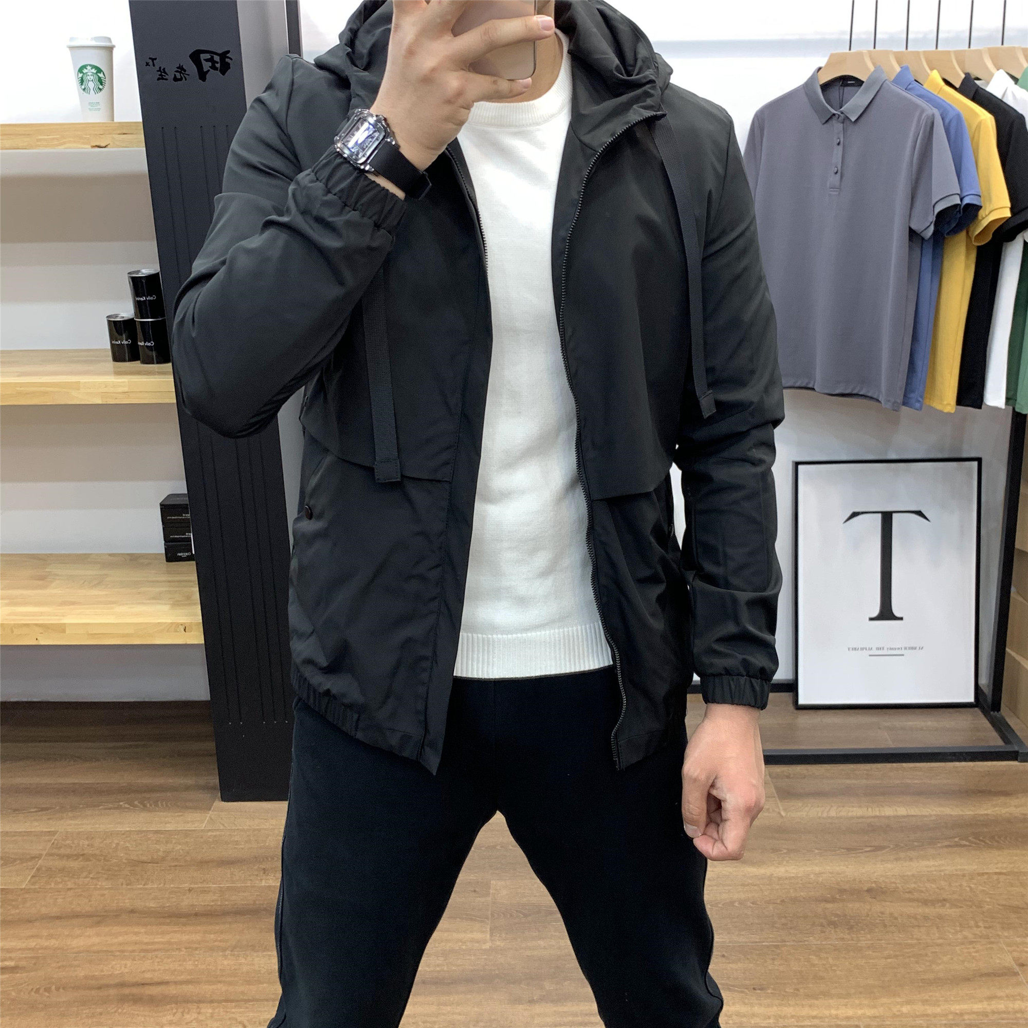 （福利秒杀）2026春季新款纯色工装外套男士连帽净版短款修身夹克,男装,夹克,淘宝优惠券,粉丝福利购,淘宝优惠卷