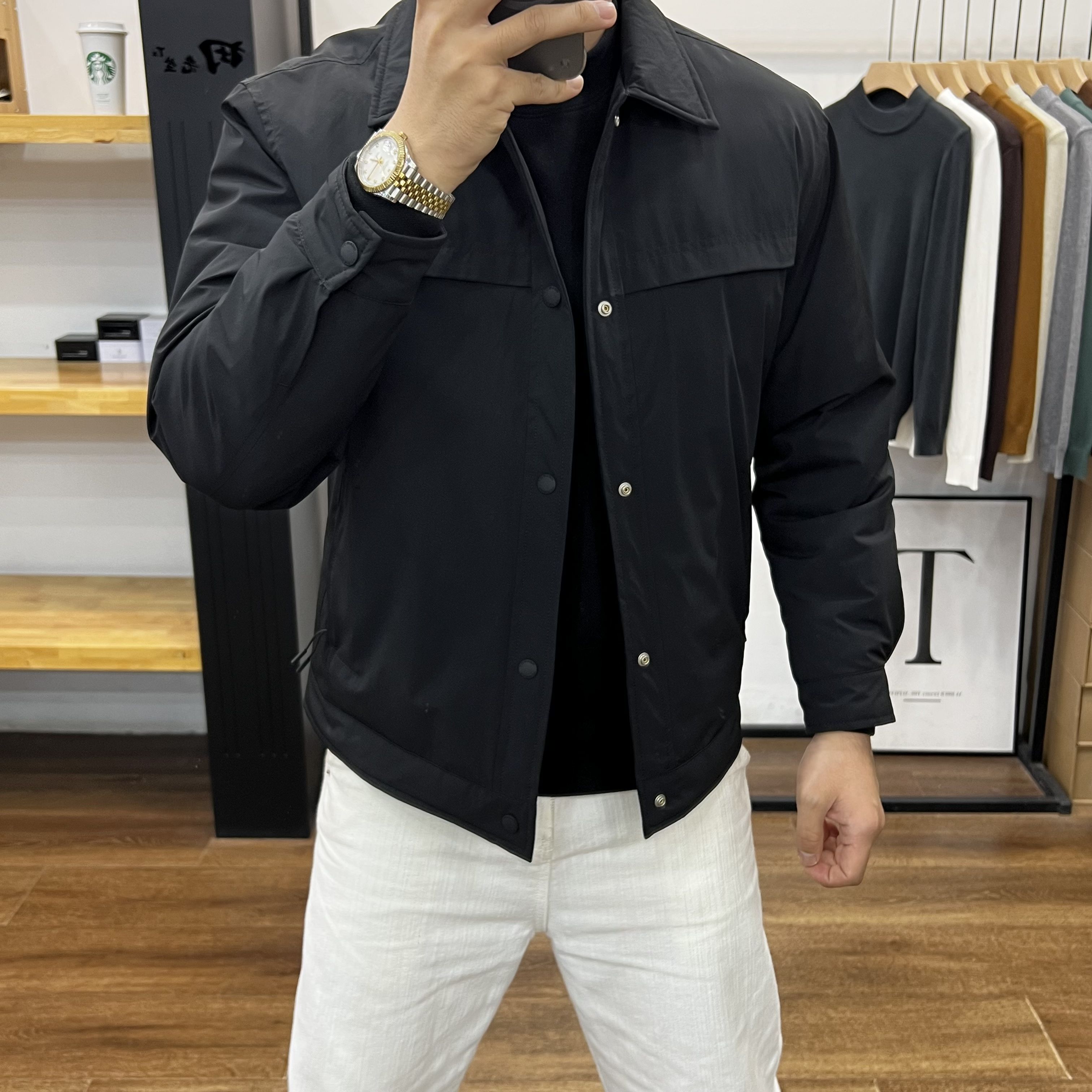 90国标白鸭绒冬季时尚翻领羽绒服