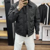 防风保暖外套 翻领灰鸭绒简约百搭男士 秋冬新款 麦穗拼接羽绒服时尚