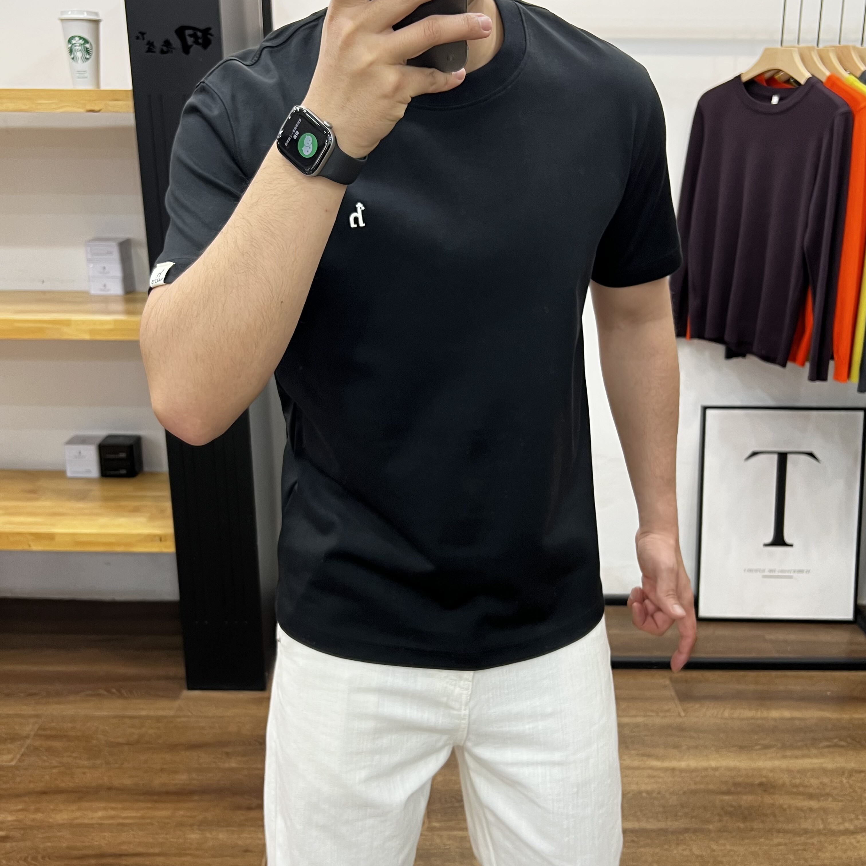 夏季新款短袖t恤男白色薄款简约百搭修身T恤衫柔软休闲半截袖上衣