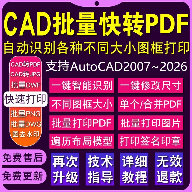 CAD批量打印插件工具多文档批量代转快速导出pdf图文打印店出图纸