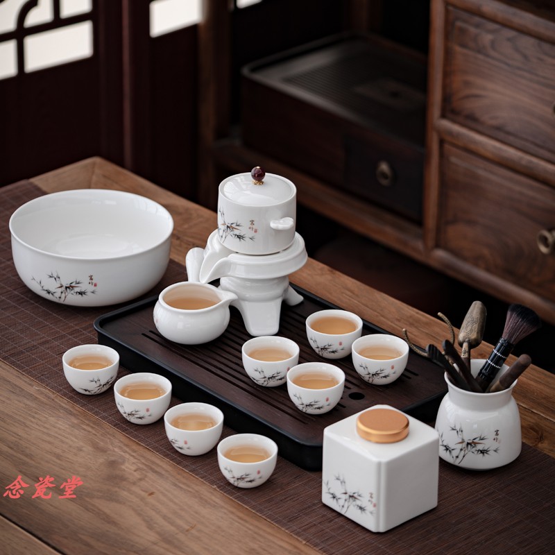 懒人自动泡茶神器羊脂玉瓷茶具套装家用功夫陶瓷新款全套茶壶茶杯