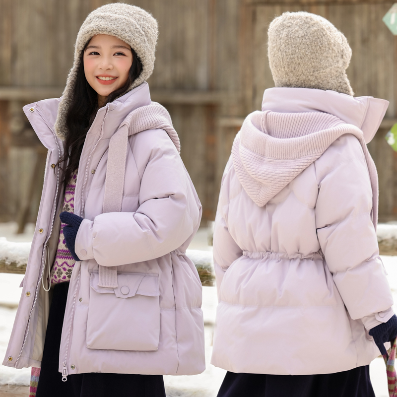 新款儿童羽绒服女童中长款白鸭绒