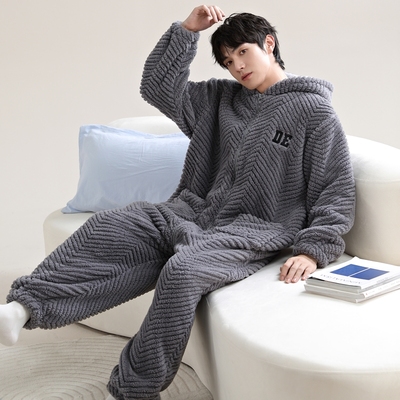 一体式男士珊瑚绒连体睡衣