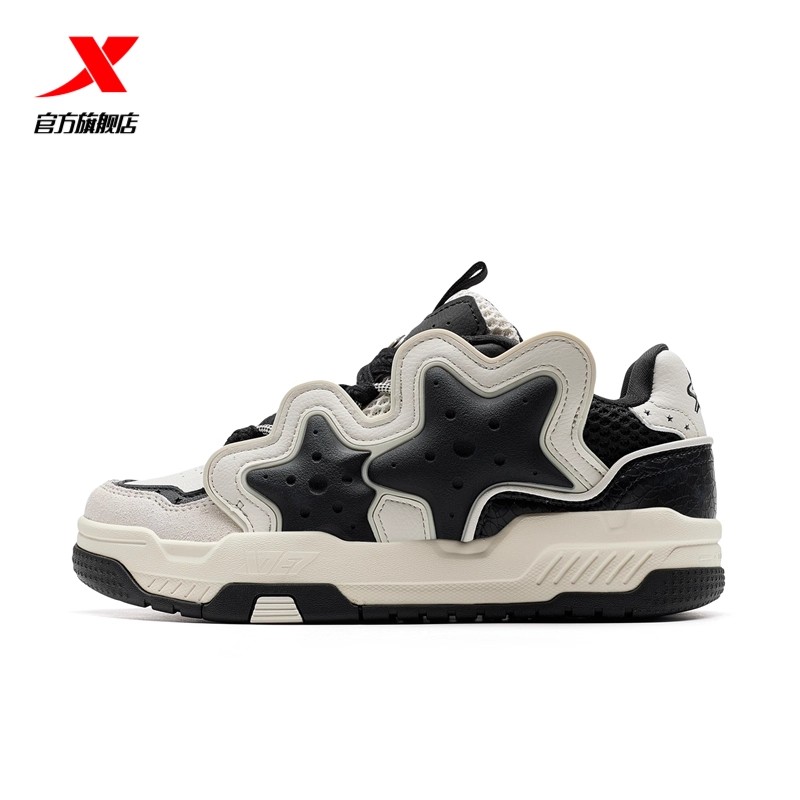 正品特步星星鞋2025新款女鞋厚底增高潮流板鞋时尚百搭运动休闲鞋