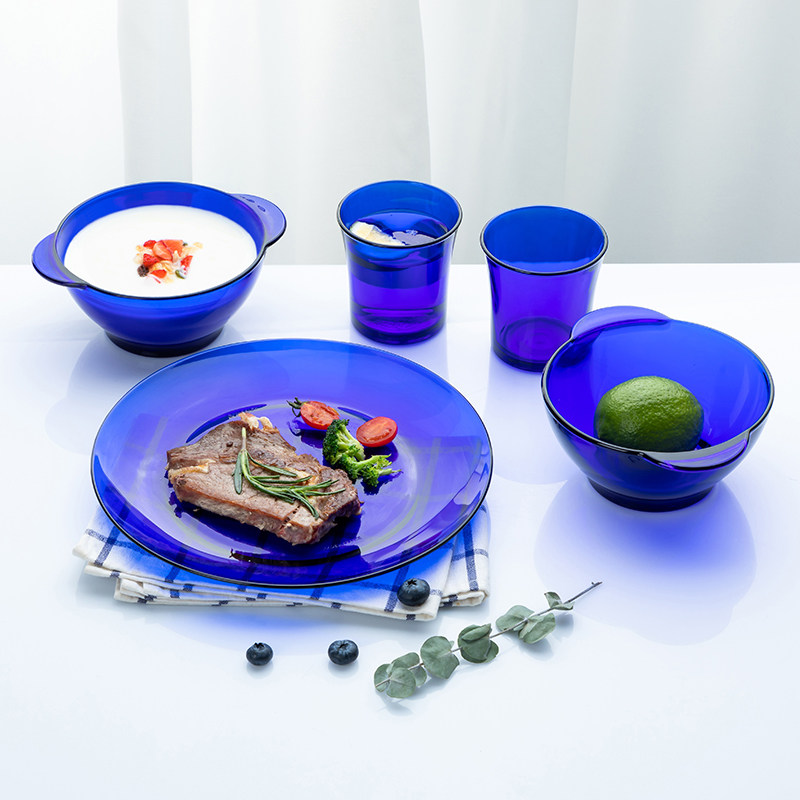 多莱斯Duralex/法国进口钢化玻璃餐碗盘具克莱因蓝双人5件套家用在类目 餐饮具, 餐具, 玻璃餐具套装中 - 来自Buy2taobao.com提供专业的淘宝代购服务