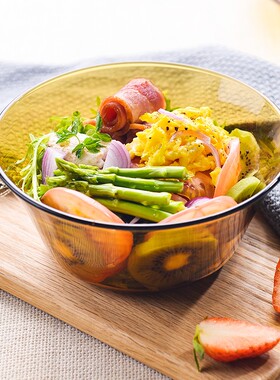 4只DURALEX钢化玻璃高颜值耐热泡面碗家用欧式水果色拉沙拉碗套装