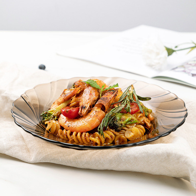 多莱斯进口家用菜盘沙拉盘钢化玻璃深盘平盘汤盘欧式菜碟时尚餐具