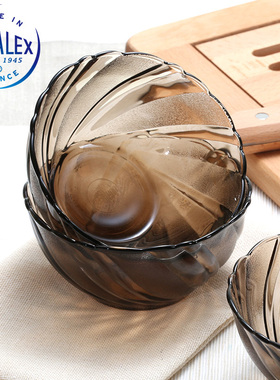 DURALEX多莱斯法国进口钢化玻璃咖啡色汤碗微波炉碗饭碗沙拉碗 盘