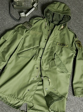 军迷用品M51派克鱼尾风衣美式阿美咔叽秋冬户外骑行军绿色派克服