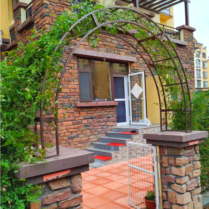 别墅铁艺门头拱门花架爬藤架门墩门垛门柱庭院门定制拱门大门户外