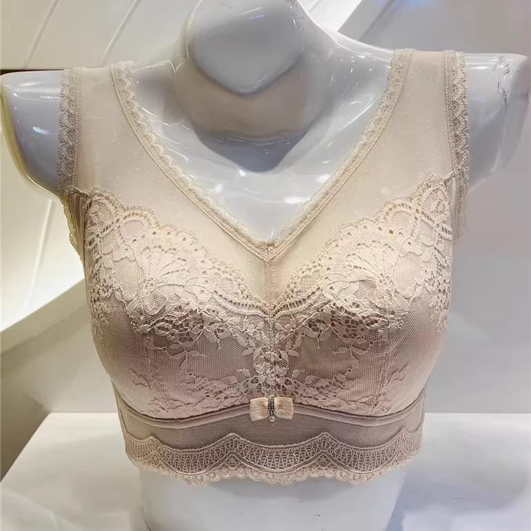 奥维丝丽康缇体雕文胸无钢圈背心调整型内衣大胸显小CDE杯收腹乳图片