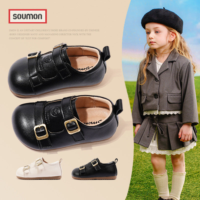书萌黑色小皮鞋女童公主鞋2026春秋新款英伦风女宝宝单鞋勃肯鞋子